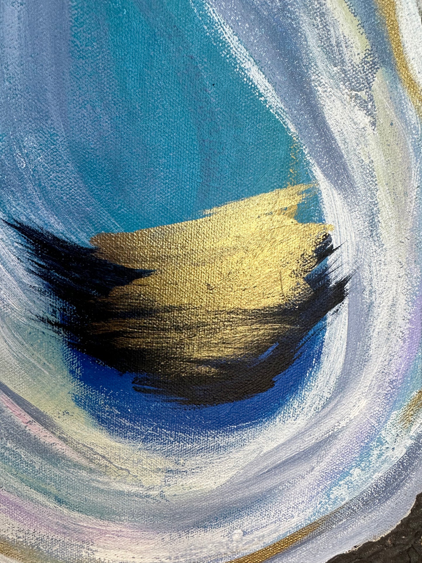Blue Oyster on Gold Background