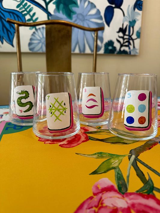 Mahjong Wine Glass
