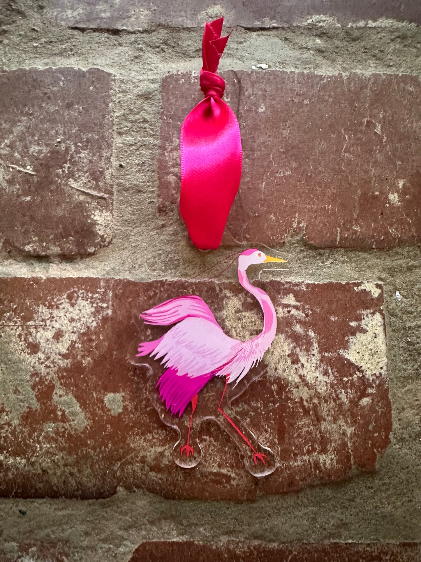 Pink Heron Acrylic Ornament