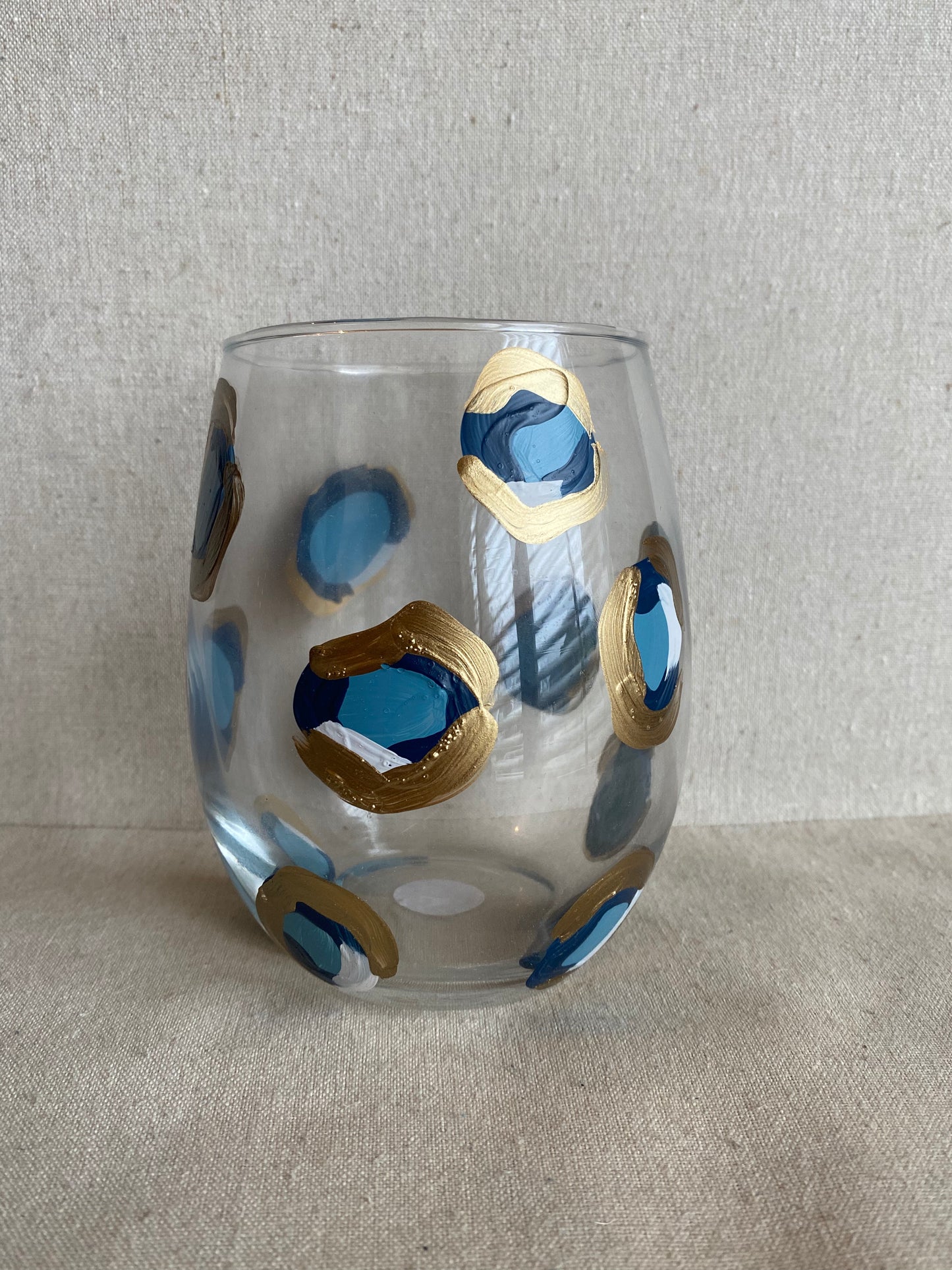 Navy Cheetah Stemless Wine Glass