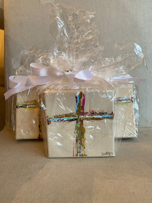 Colorful Cross 4x4 “Shelfie” Canvas- Cream