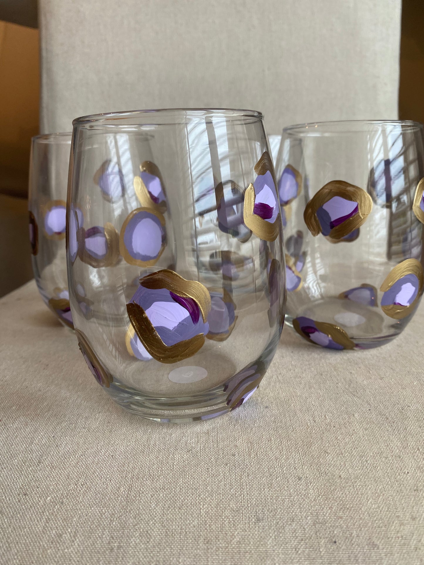 Purple Cheetah Stemless Wine Glass
