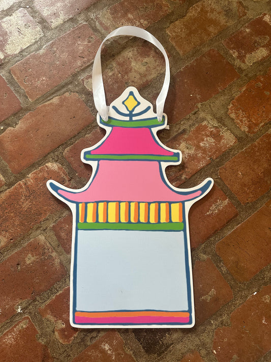 Pink and Blue Pagoda Door Hanger