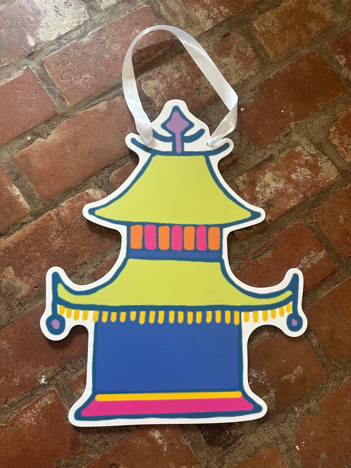 Yellow Blue Pagoda Door Hanger