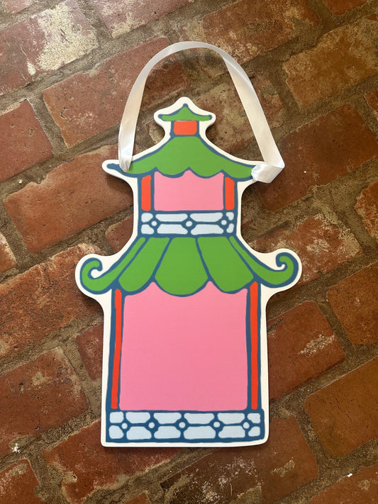 Pink and Green Pagoda Door Hanger