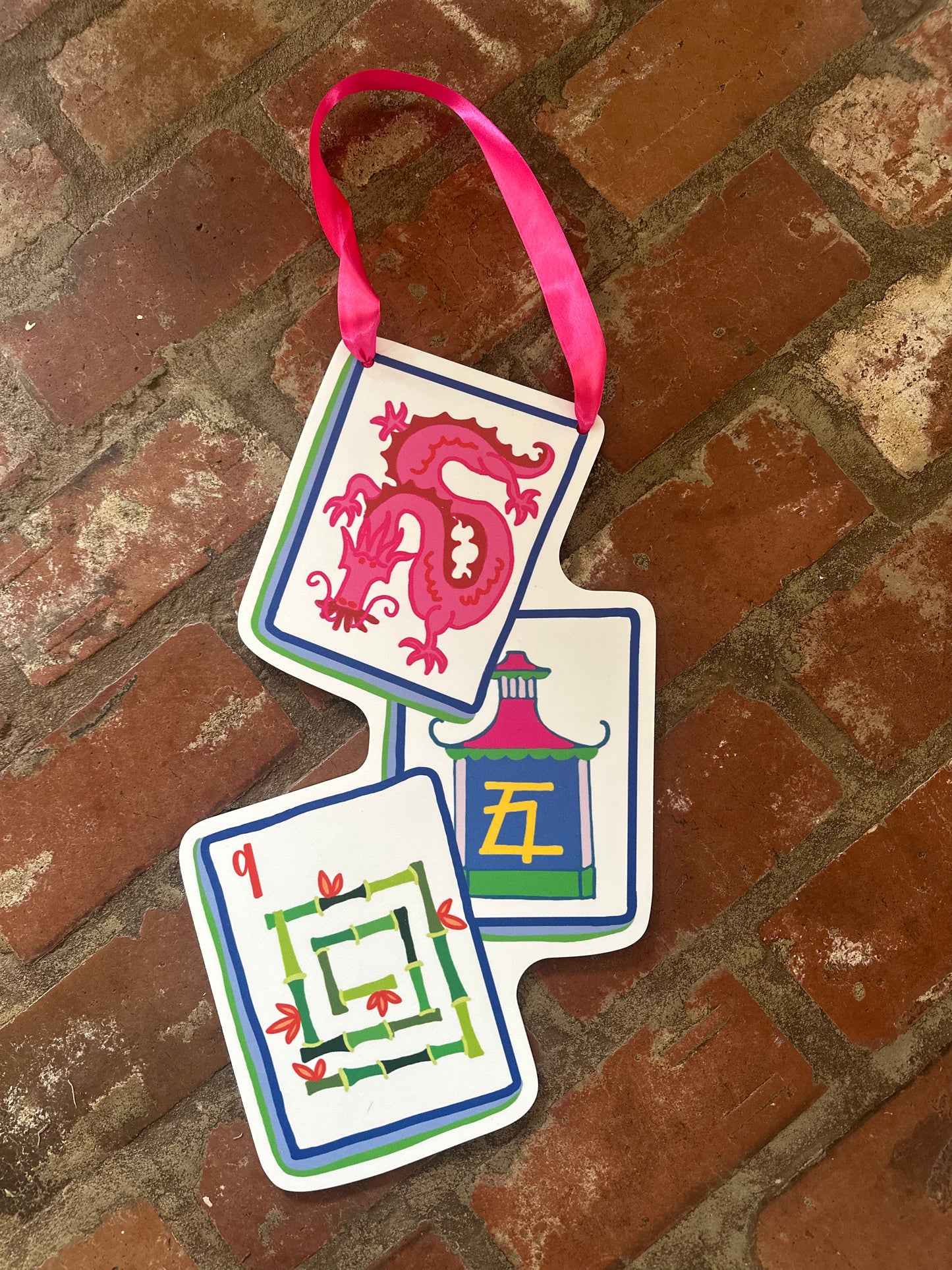 Colorful Mahjong Tile Door Hanger