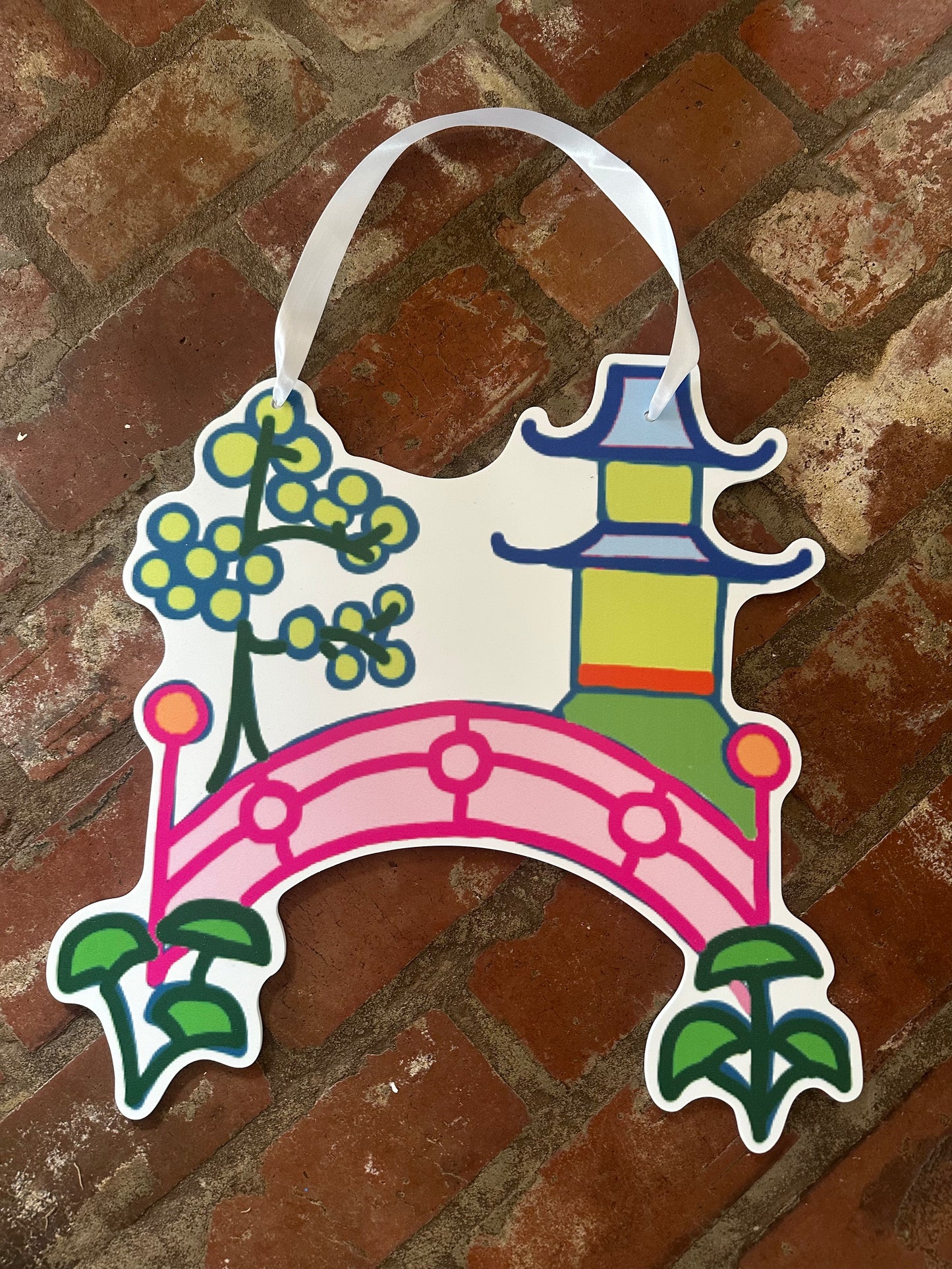 Colorful Bridge Pagoda Door Hanger