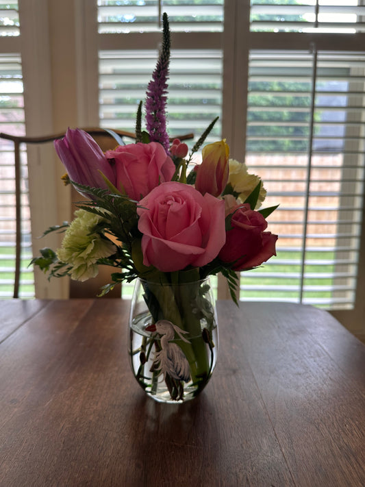 Flower Arrangement in a Wine Glass