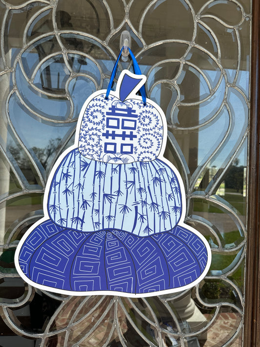 Chinoiserie Pumpkin Stack Door Hanger