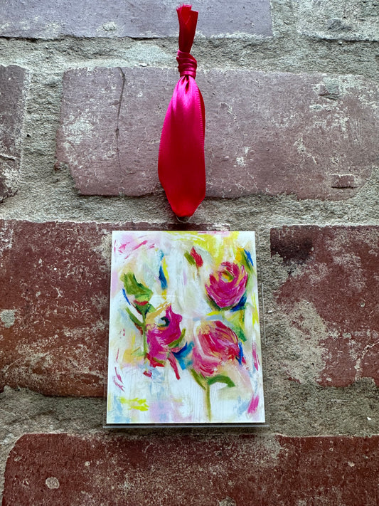 Pink Floral Abstract Acrylic Ornament
