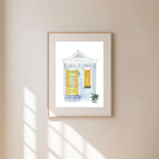 Shotgun House Print- Blue