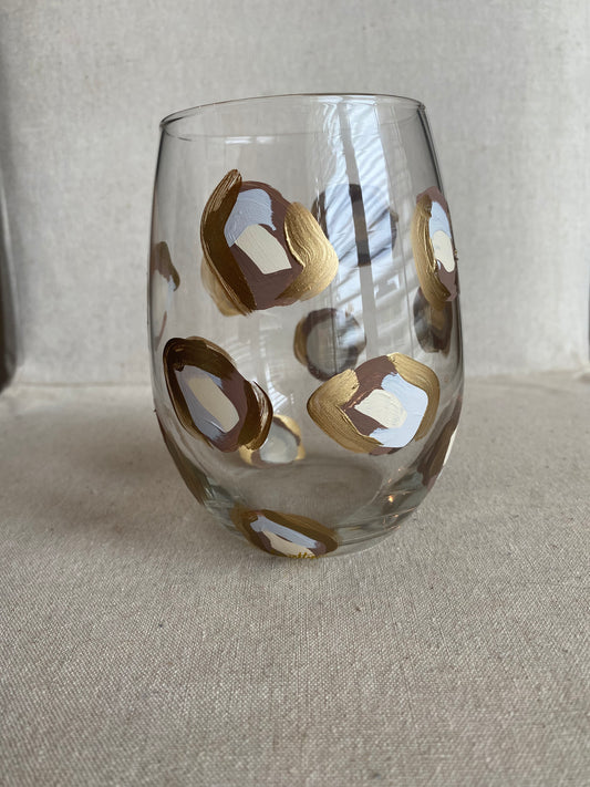 Neutral Cheetah Stemless Wine Glass