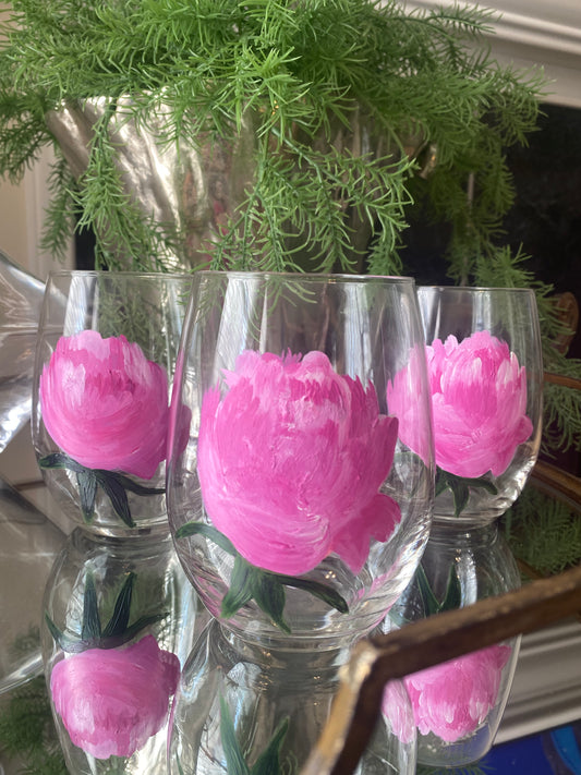 Peony Wine Glass