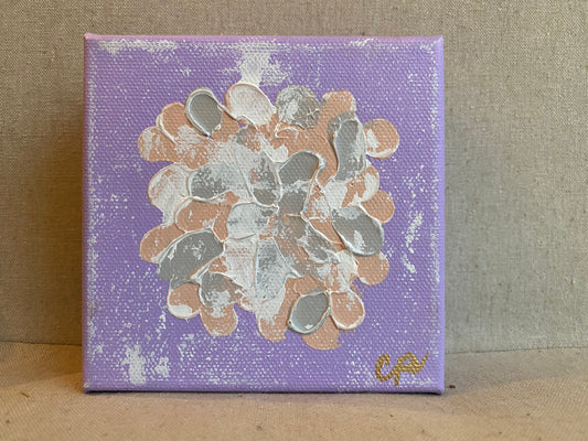 Purple, Pink, & Gray Abstract Flower 4x4 “Shelfie” Canvas